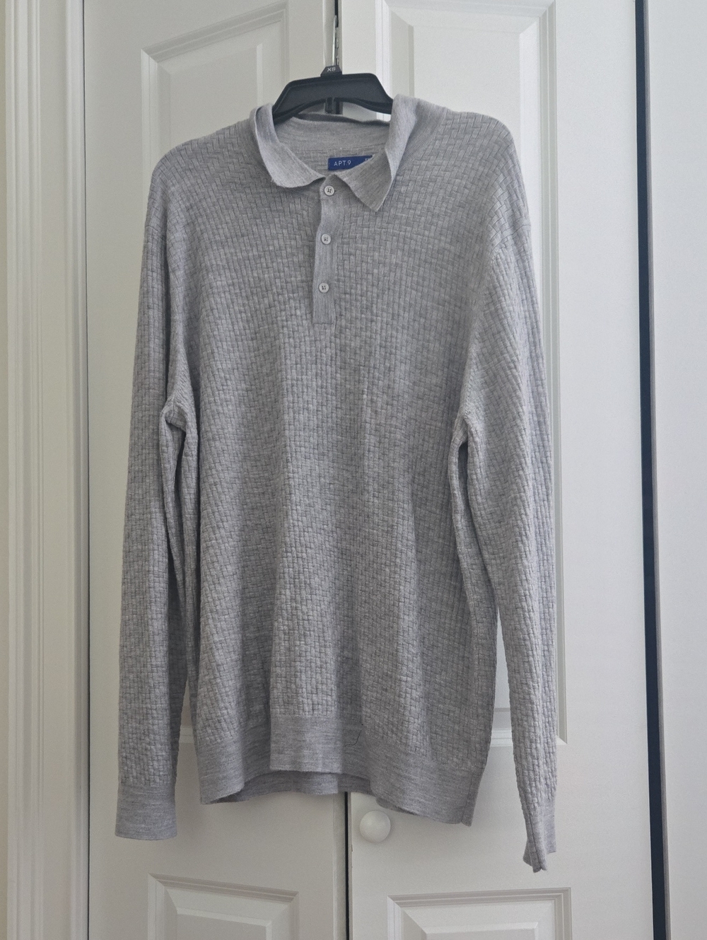 Apt. 9 Light Gray Men's Long-Sleeve Polo Sweater
